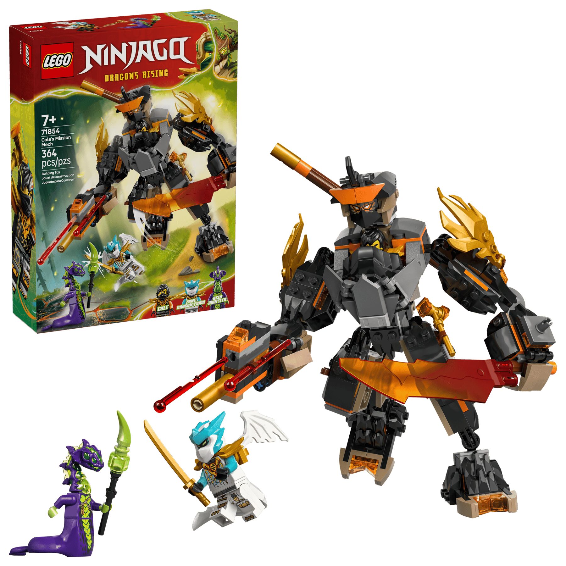 LEGO NINJAGO Cole's Mission Mech & Dragon Zane