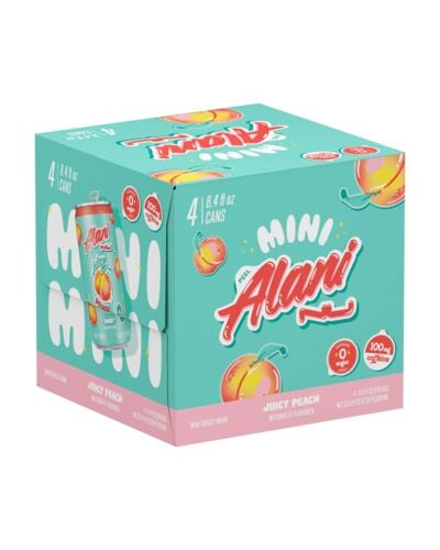 Juicy Peach Energy Drink - 4-Pack of 8.4 oz Cans