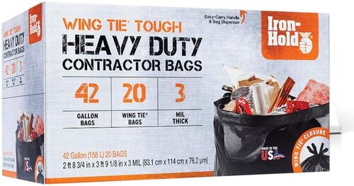 42 Gallon Heavy Duty Wing Tie Contractor Bags - 20 Count