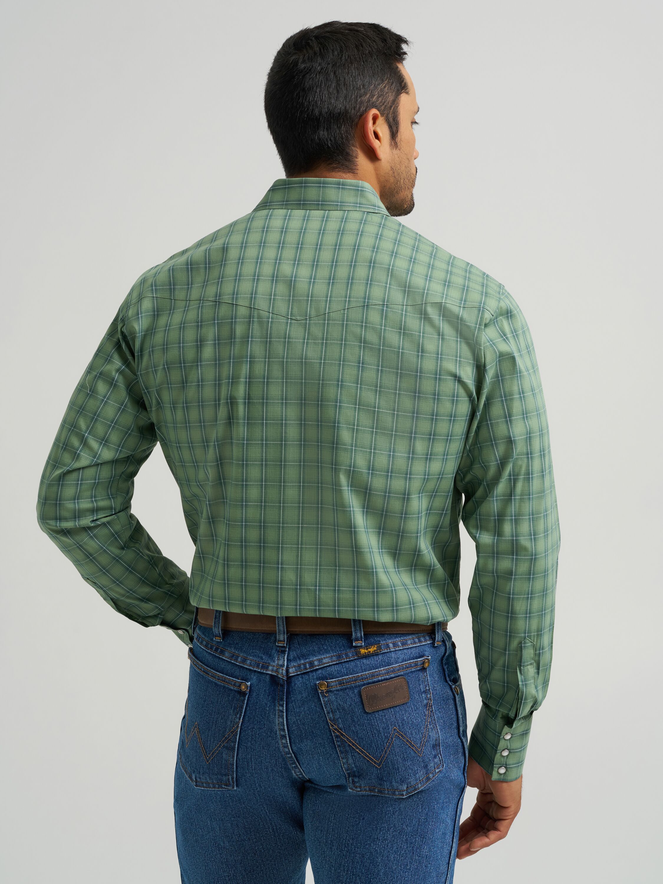 Men's Wrinkle Resist Long Sleeve Western Snap Plaid Shirt