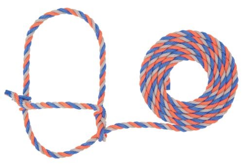 Cattle Rope Blue/Coral/Gray Halter