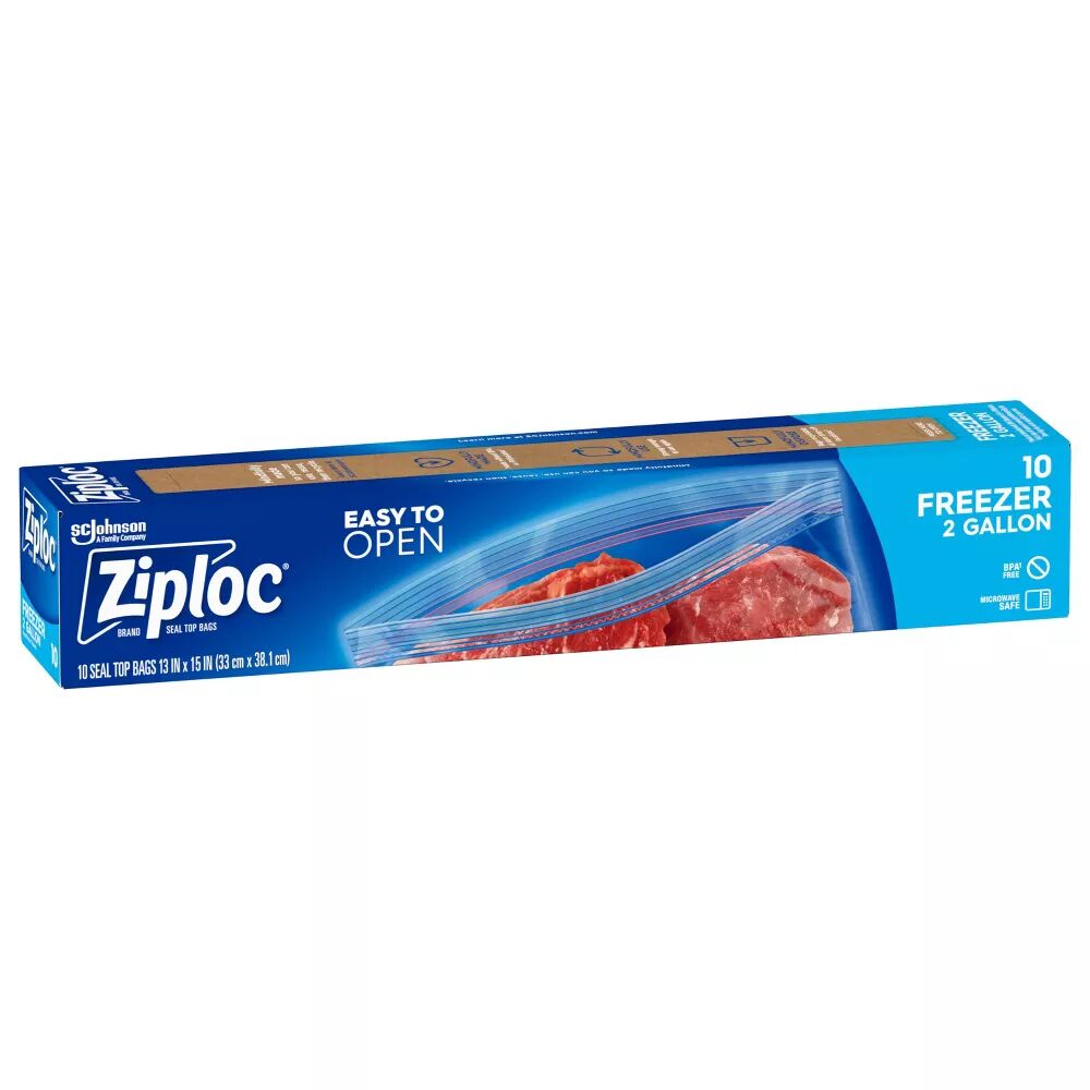 Ziploc 2 Gallon Size Freezer Bags - 10 Count