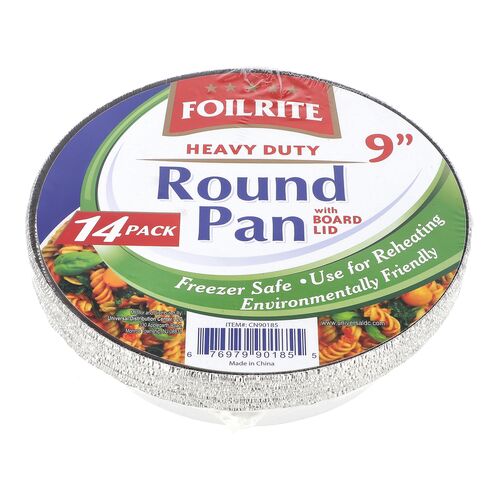 9" Round Disposable Aluminum Pans with Lids - 14-Count
