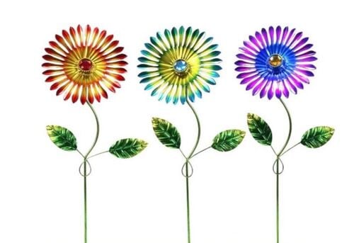 Decorative Metal Flower Stake - Assorted