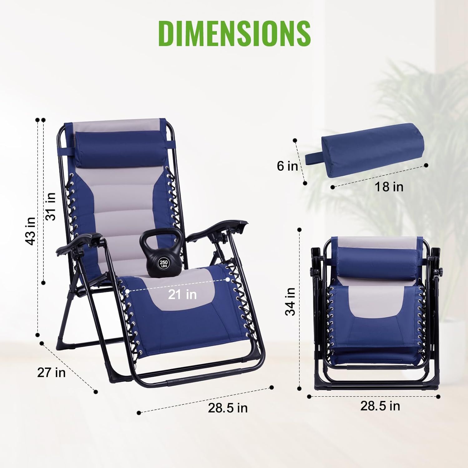 Backyard Expressions Deluxe XL Padded Anti-Gravity Lounger with
