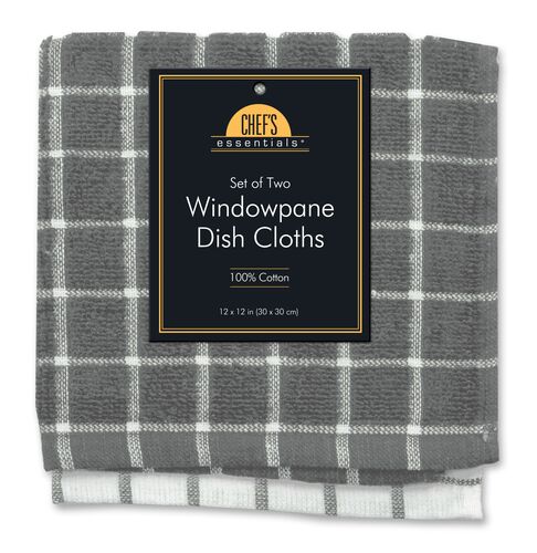 Set Of 2 Gray Window Pane Dish Towel