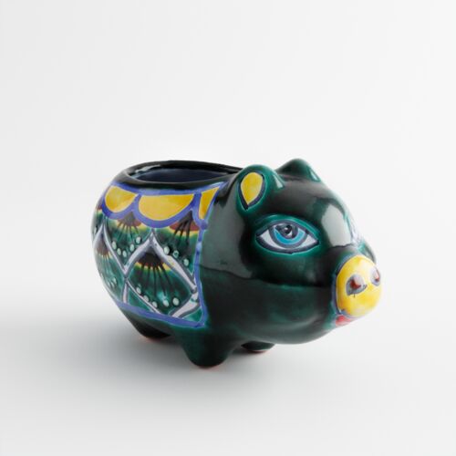 Talavera 6" Pig Planter in Peacock
