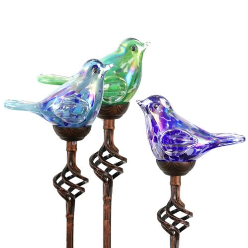 Glass Bird Solar Garden Stake - Assorted