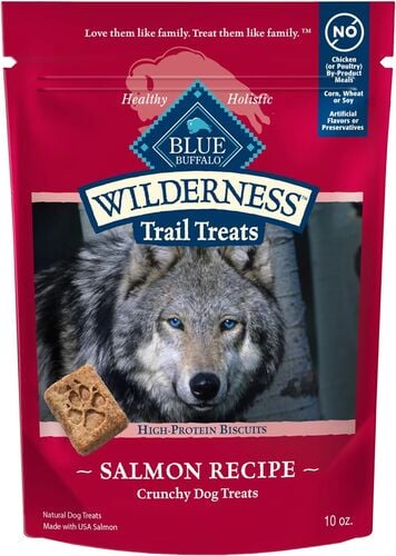 Wilderness Trail Treats Grain Free Natural Crunchy Dog Treat 10 oz Bag - Salmon Biscuit
