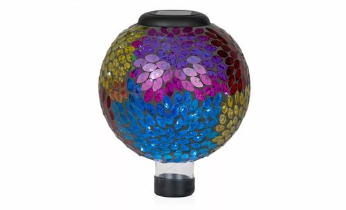 8" Glass Mosaic Gazing Globe with LED Lights in Leaf
