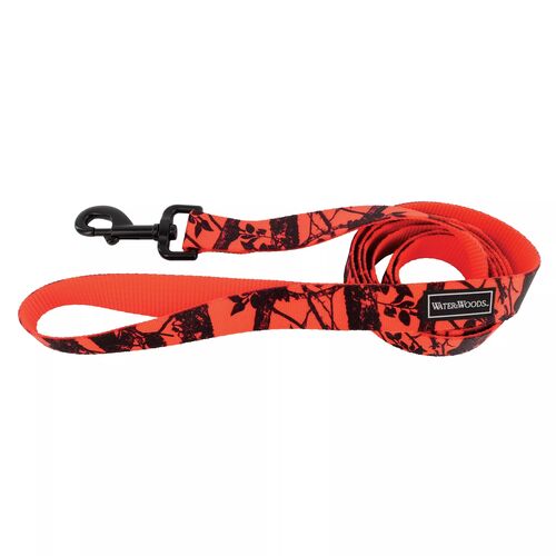 Water & Woods Blaze Patterned Dog Leash Medium/Large 1" x 6' - Orange