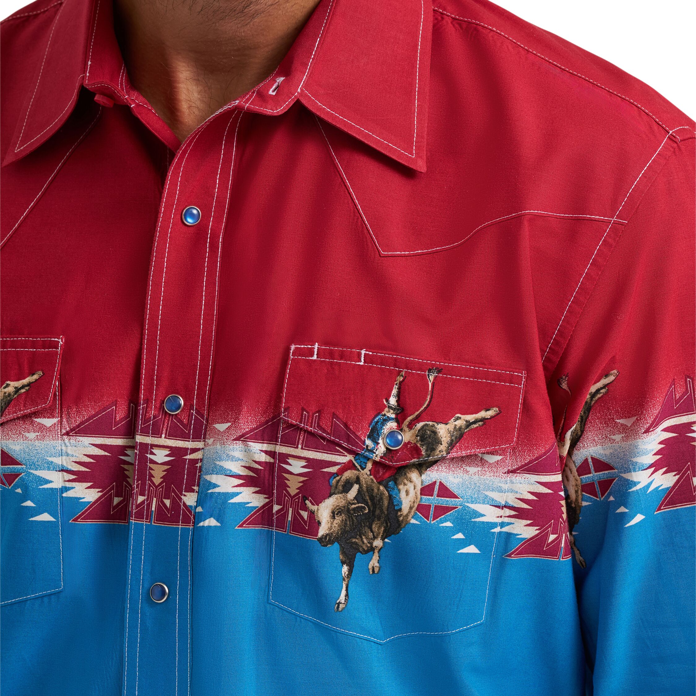 Men's Checotah Long Sleeve Western Snap Horizontal Print Shirt