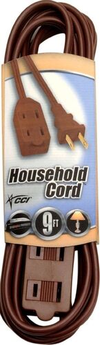 16/2 Gauge  9' Brown Indoor Extension Cord