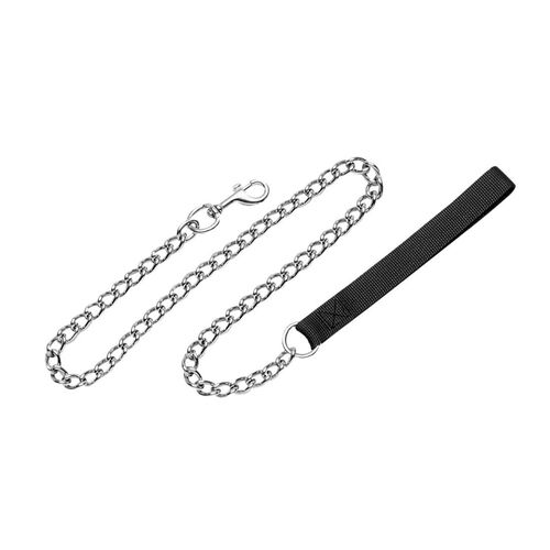 3mm x 4' Chain Dog Leash with Black Nylon Handle