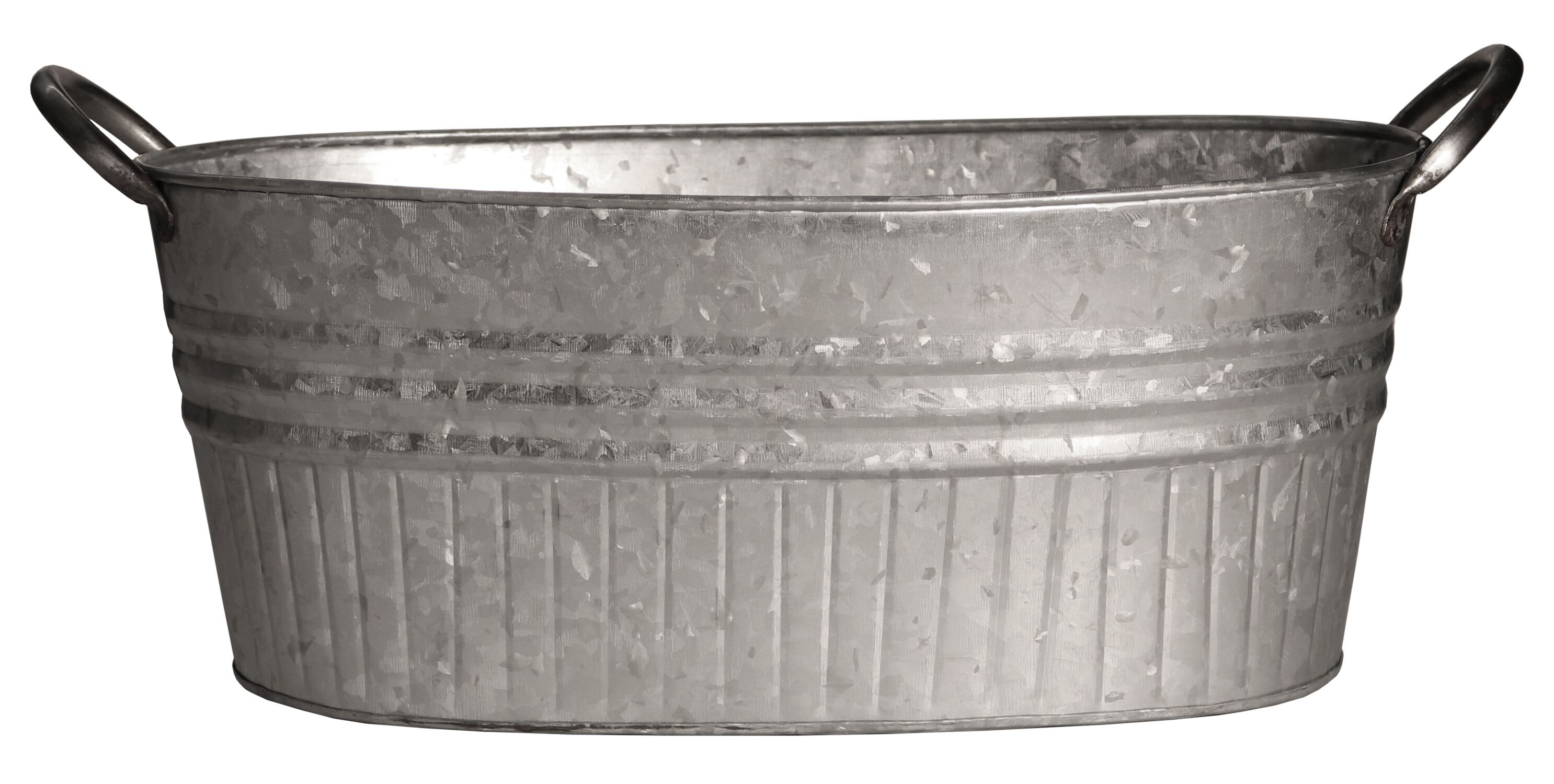 Galvanized Metal Oval Planter with Handles