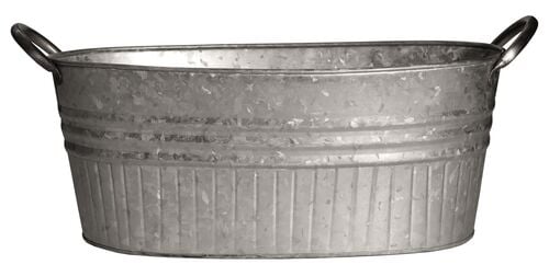 Galvanized Metal Oval Planter with Handles