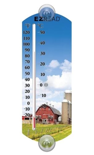 10" Farm with Silo Vertical Decorative Thermometer