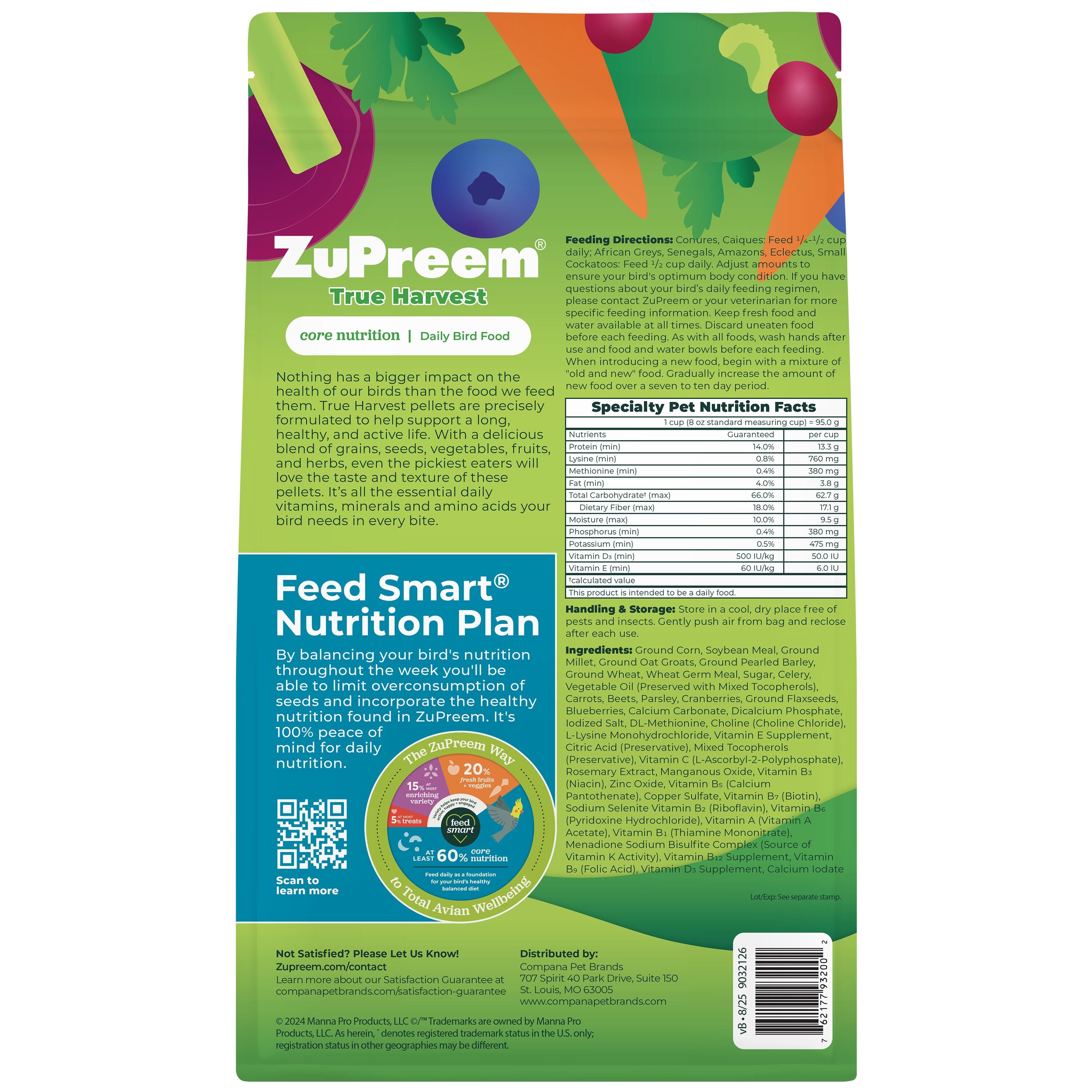 True Harvest Core Nutrition Daily Bird Food for Parrots & Conures