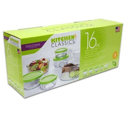 16 Piece Glass Food Storage Set