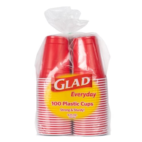 Everyday Disposable Plastic Cups in Red - 100 Count