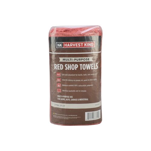Multi-Purpose Red Shop Towels - 50-Pack