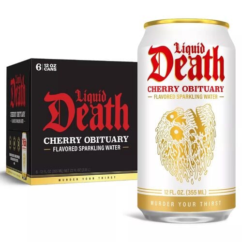 Cherry Obituary Sparkling Water - 6-Pack of 12 oz Cans