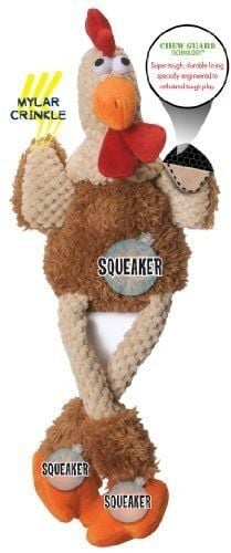 Checkers Skinny Rooster Tough Plush Dog Toy