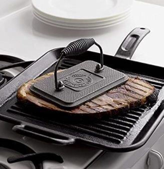 Cast Iron 6.75" x 4.5" Pre-Seasoned Rectangular Grill Press