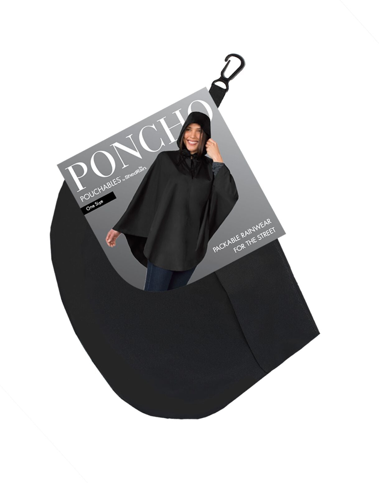 ShedRain Pouchables Rain Poncho With Hood In Black