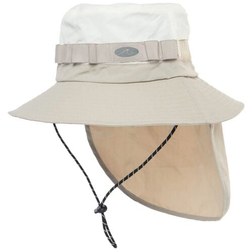 Men's Performance Bucket Hat Style with Neck Flap Adjustable Cord Outdoor Sun Hat in Grey