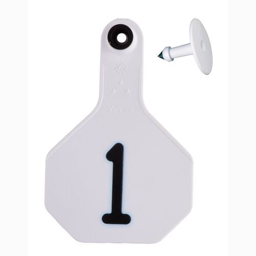 All-American 3* Medium #1-25 2-Piece Ear Tag in White - 25 Tags