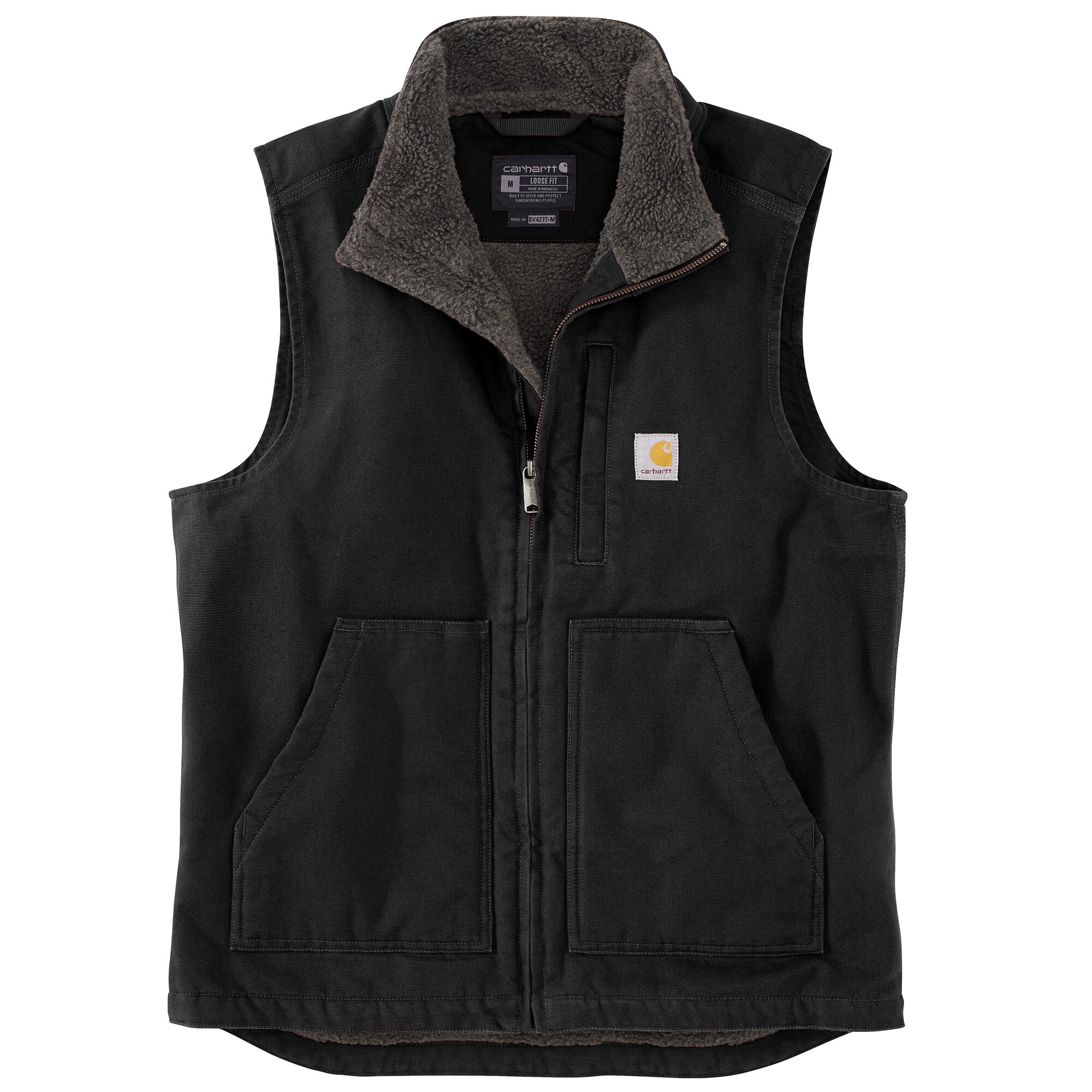 Men's Washed Duck Sherpa-Lined Mock Vest