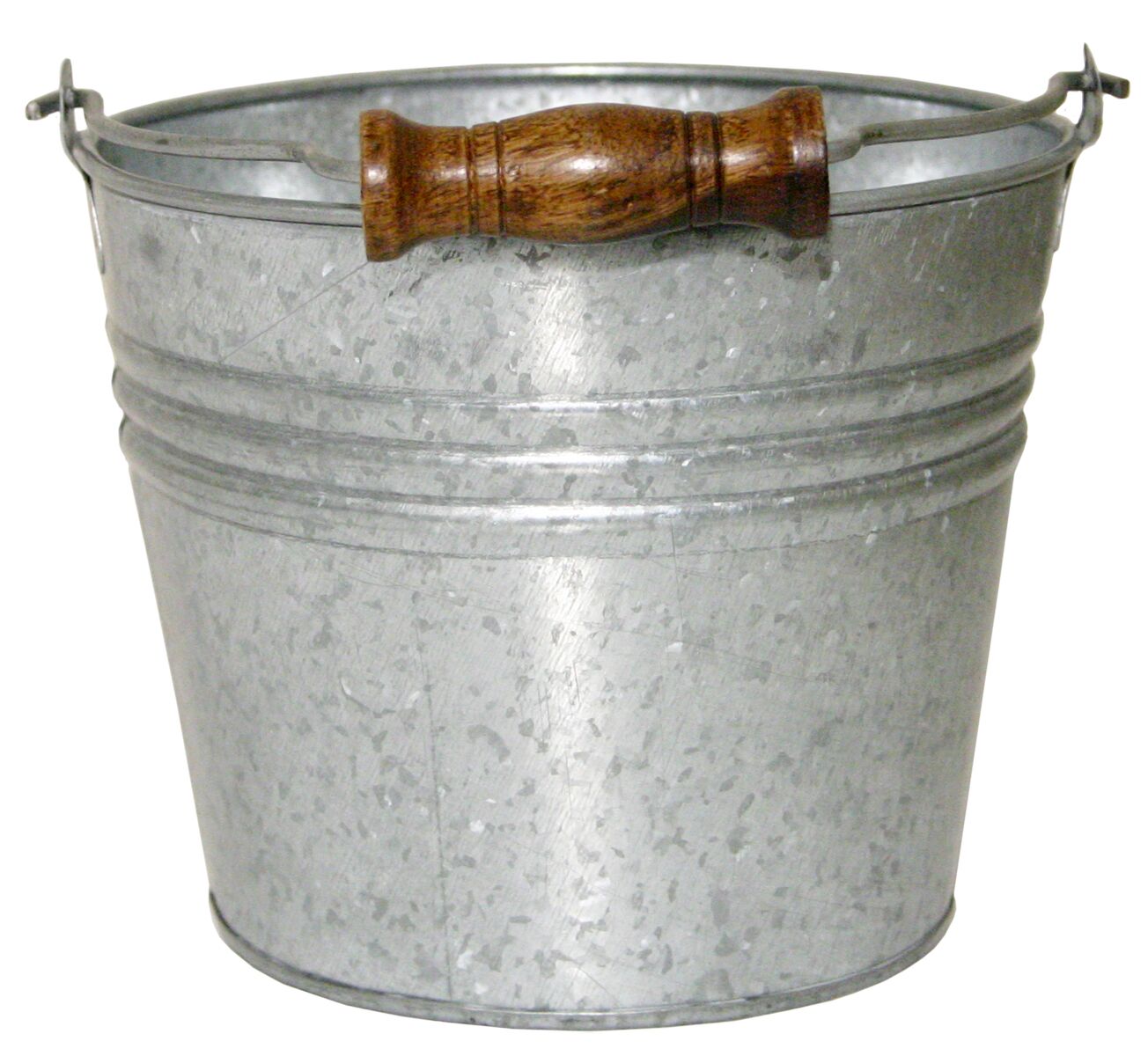 Galvanized Metal Banded Planter with Handle