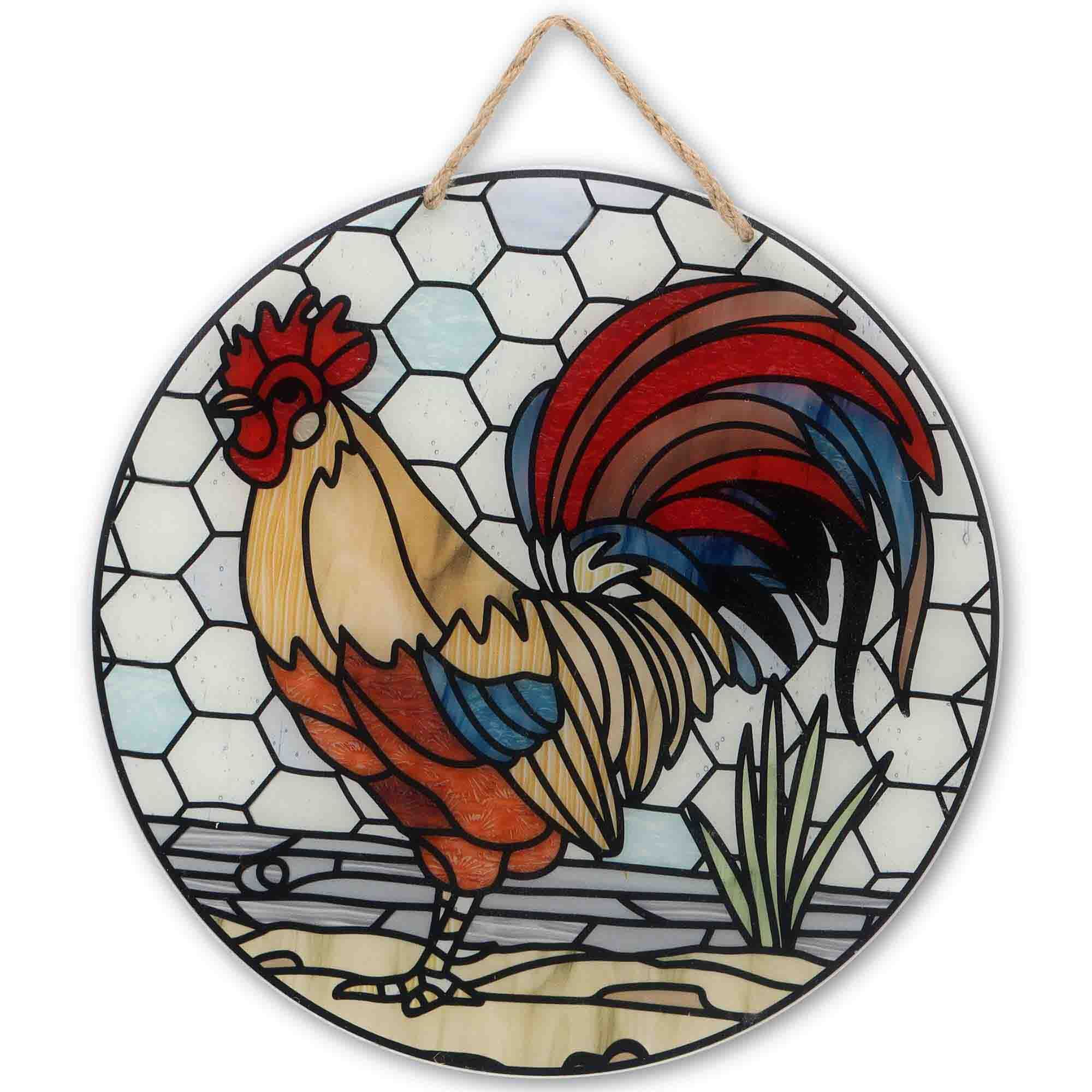 Open Road Brands Rooster Stained Glass Decor