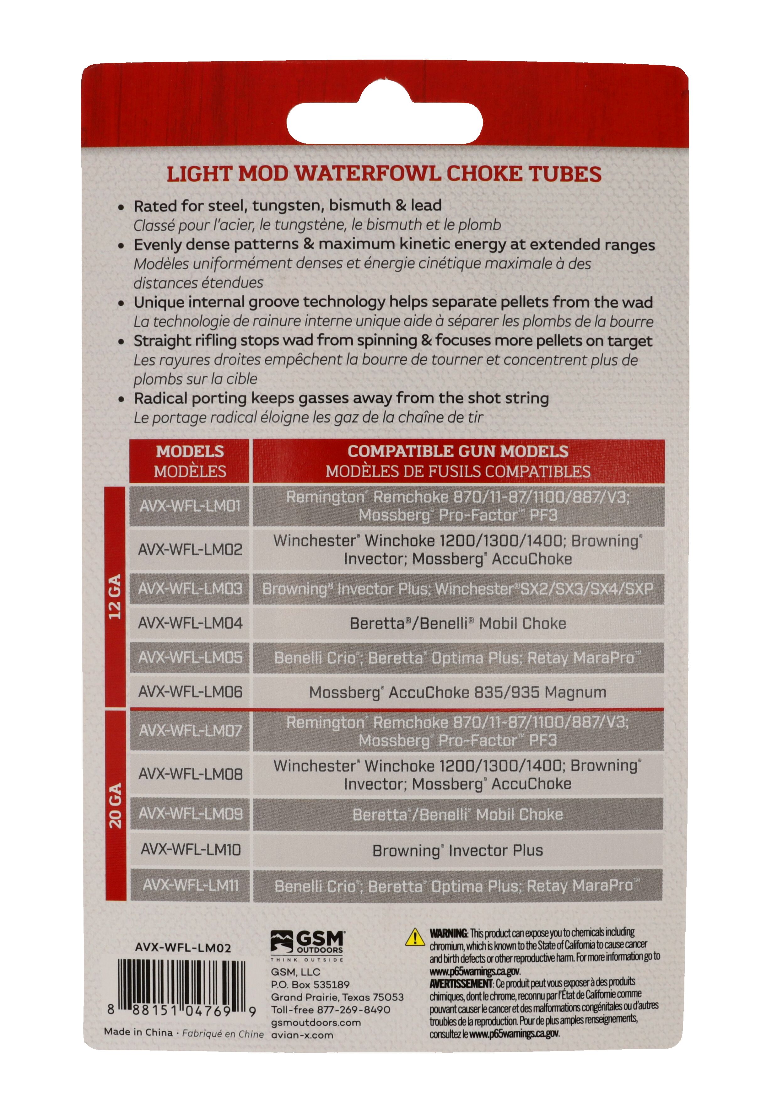 Avian X Waterfowl Crusher Choke Tube / Light Mod / 20G / Win