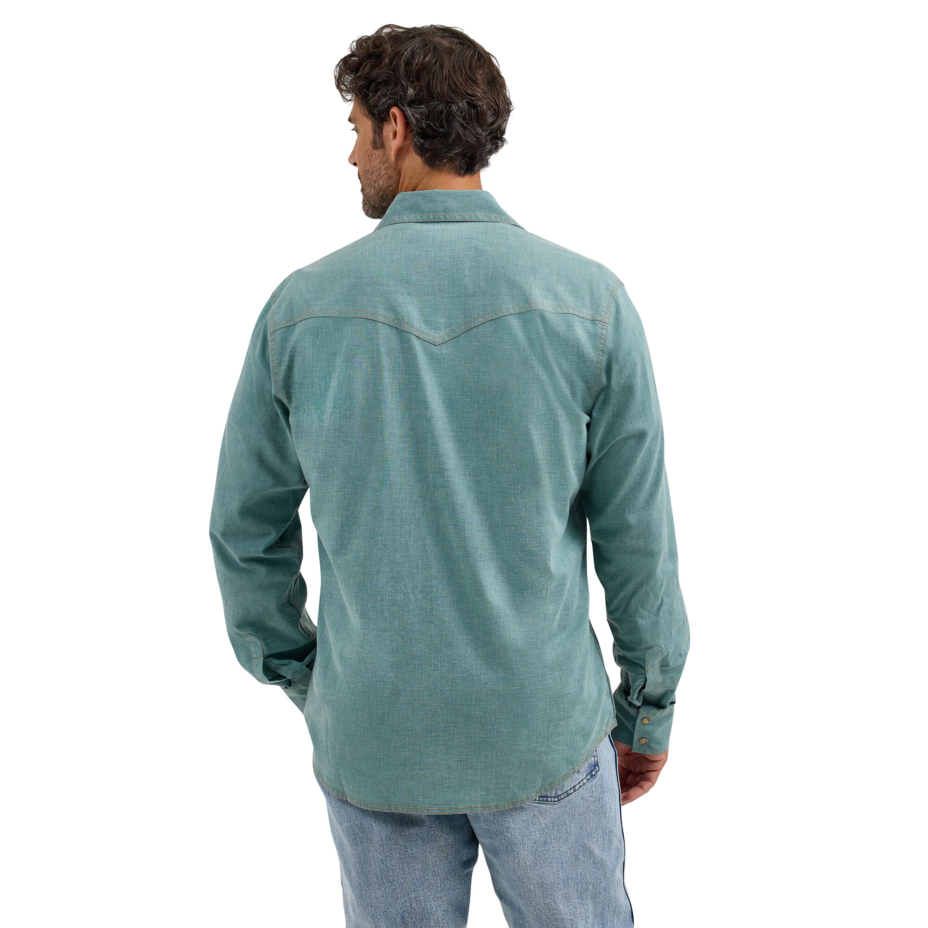 Men's Retro Premium Western Snap Solid Shirt