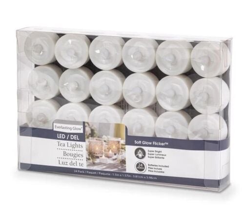 24-Pack Battery-Operated Flicker Flame Tea Lights