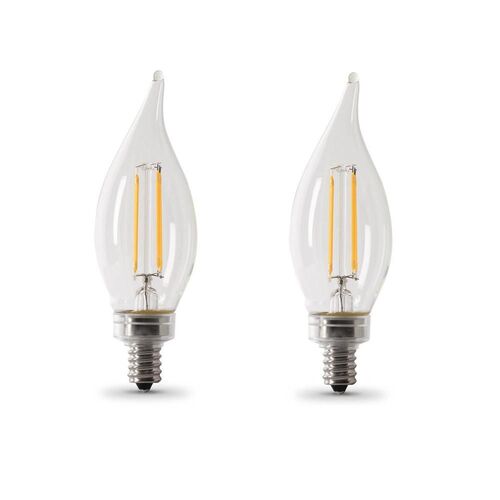500 Lumens 60 Watt 5,000K 2 Pack Flame Tip LED Bulb