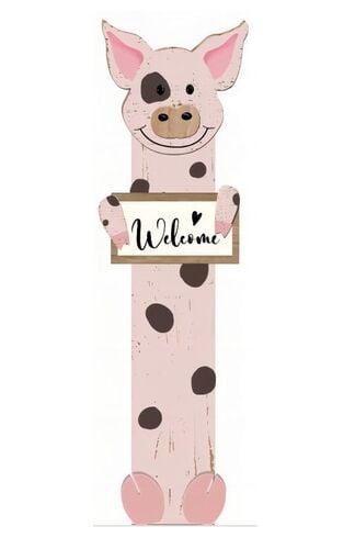 47" Wooden Pig Welcome Sign