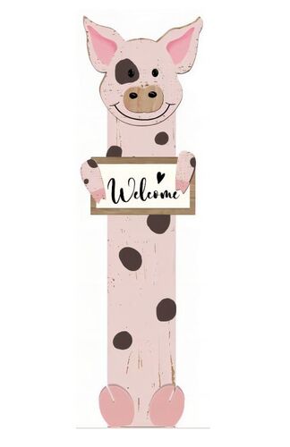 47" Wooden Pig Welcome Sign