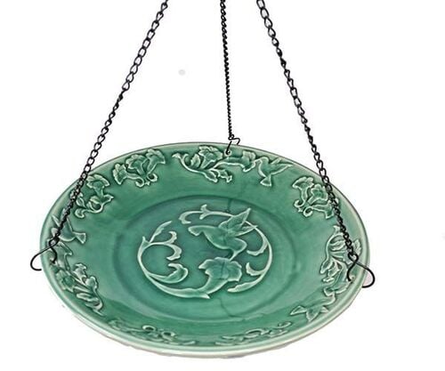 Backyard Essentials Hummingbird Ceramic Hanging Birdbath