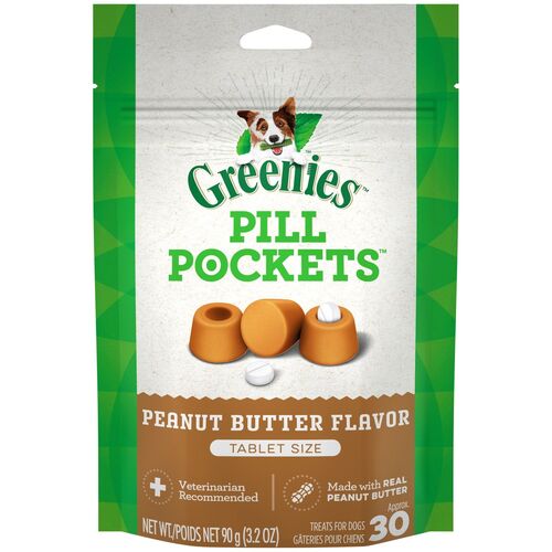 Tablet Size Pill Pockets Treats for Dogs in Peanut Butter Flavor - 30 Count