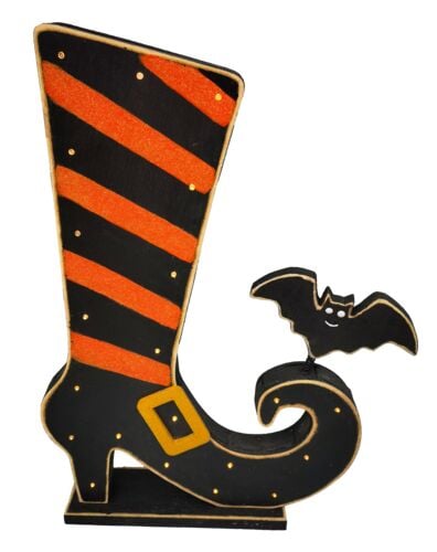 22.8" Witches Boot Wooden Decoration