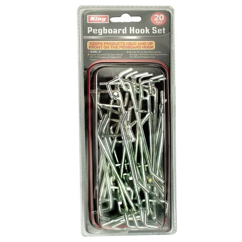 20 Piece 4 X 9/64 Pegboard Hook Set Chrome Plated