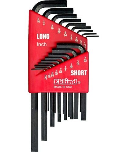 Black Steel Short and Long Hex Key Set - 18 Pieces