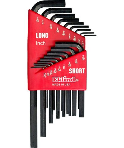 Black Steel Short and Long Hex Key Set - 18 Pieces