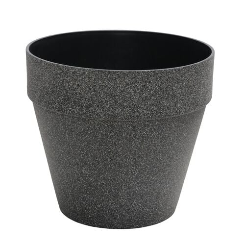 11" Gray Stone Finish Basic Planter with Drainage Hole