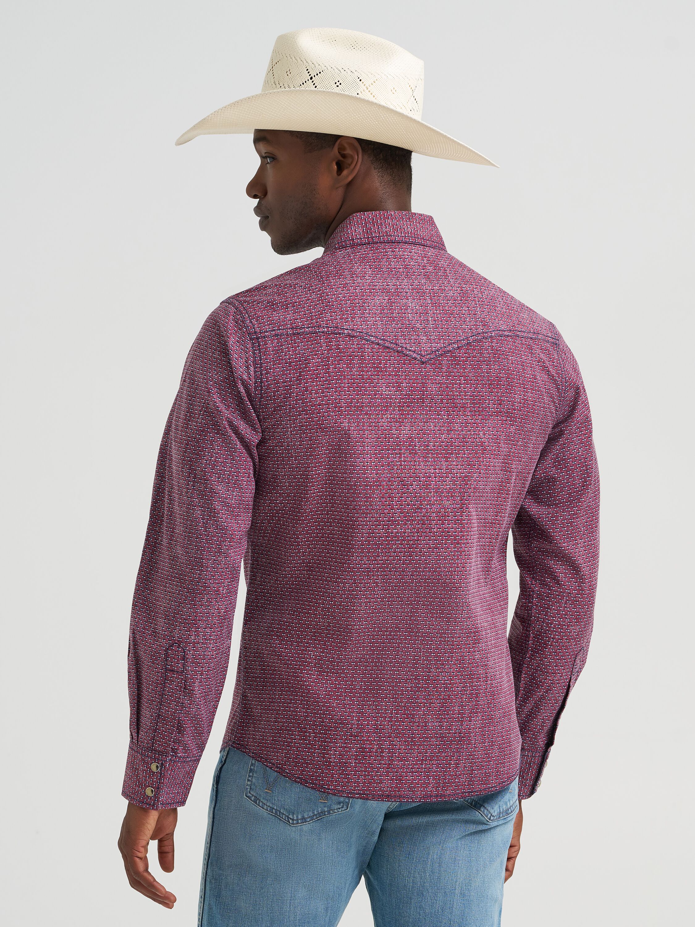 Men's Retro Premium Long Sleeve Western Snap Printed Shirt