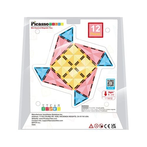 Magnet Tile Building Blocks Mini Diamond Travel Set - 12 Pieces