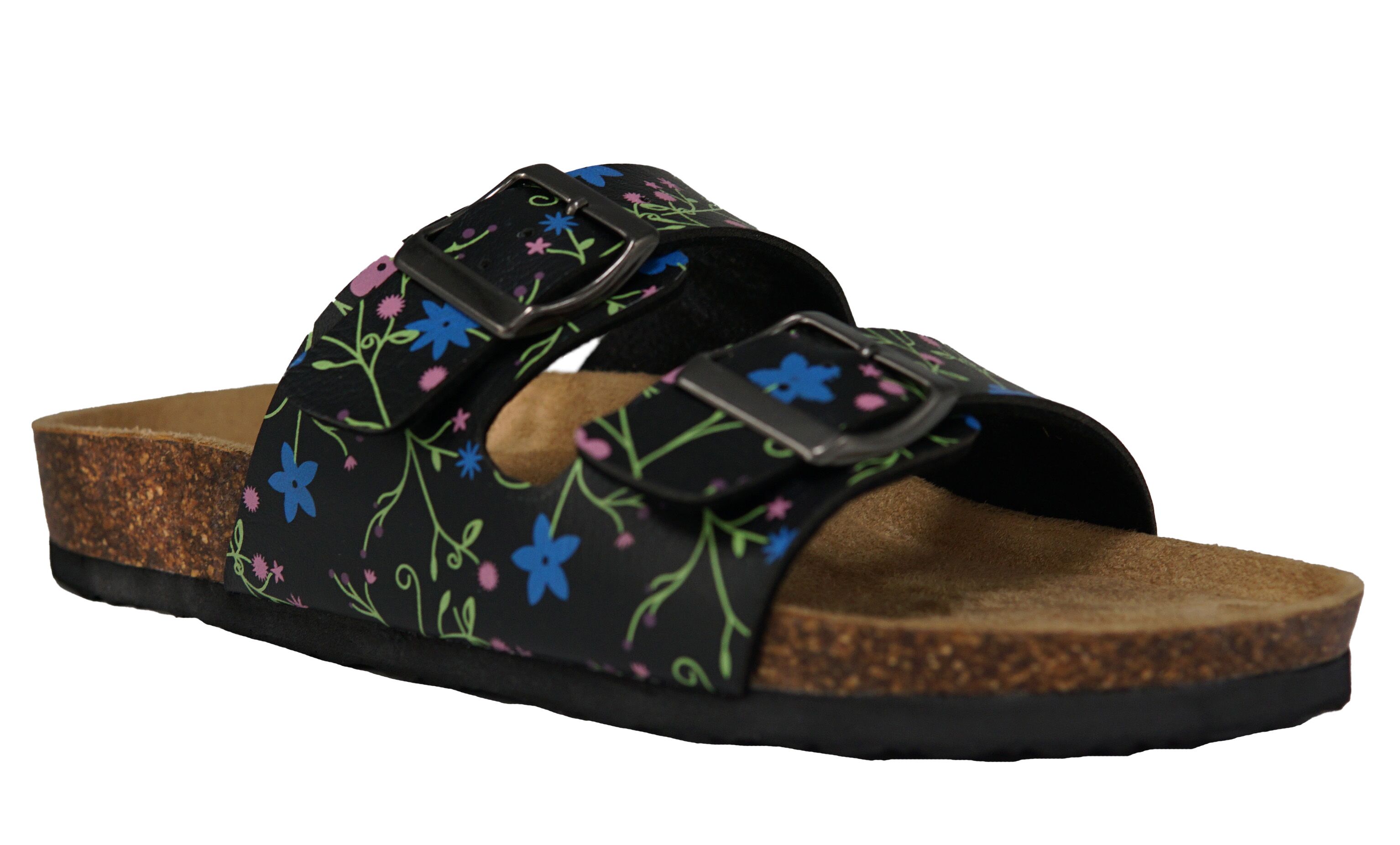 Women's Floral Two-Strap Corkbed Sandals